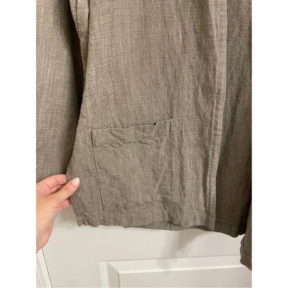Eileen Fisher Linen Cotton Blend Single Button Jacket - Picture 4 of 8